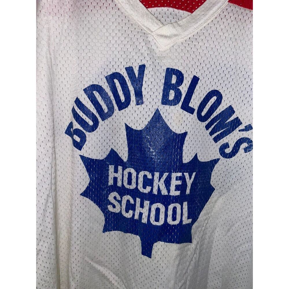 Vintage Buddy Bloms Hockey Jersey School White Red NHL Style 80s VTG 1980s L - Picture 2 of 12